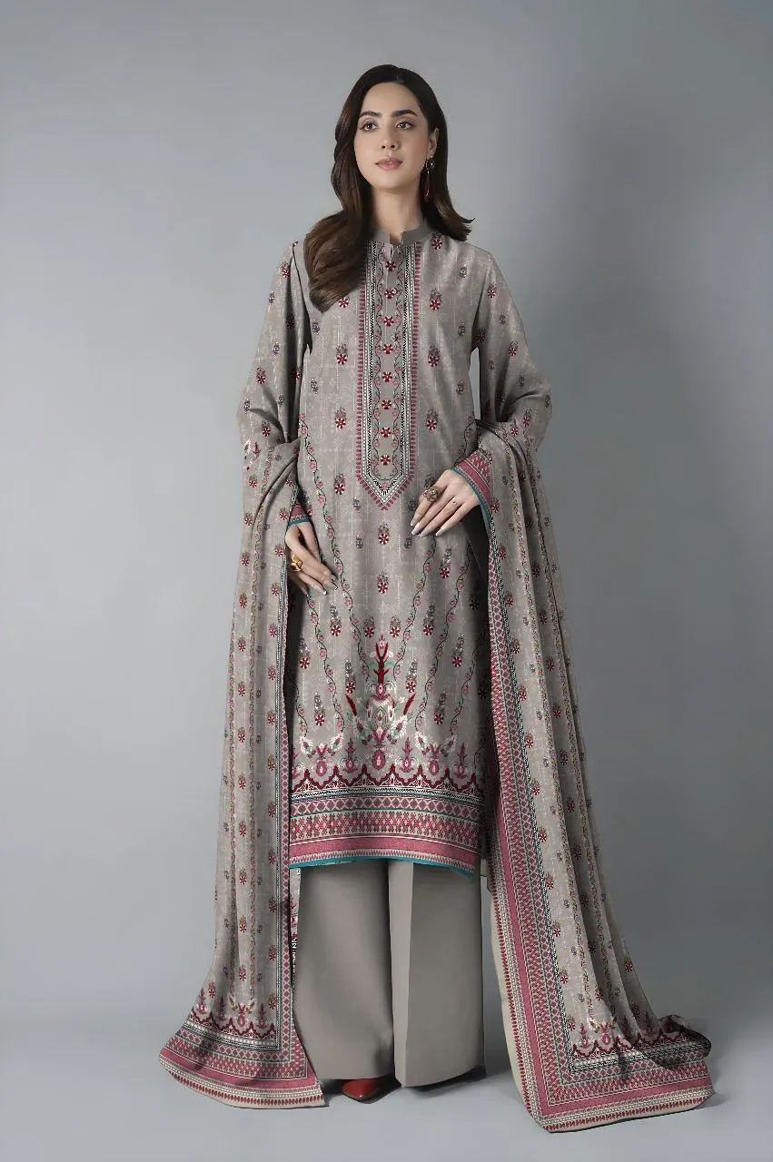 3 Pcs Women's Unstitched Printed Suit