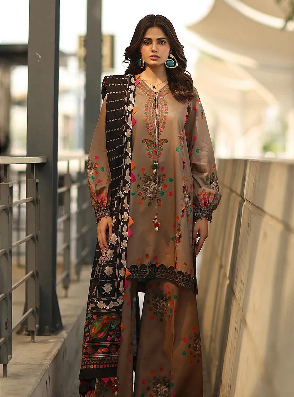 3 Pcs Women's Unstitched Printed Suit