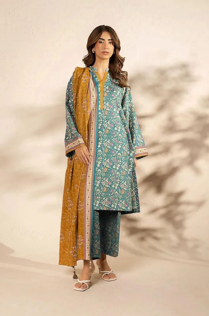 3 Pcs Women's Unstitched Printed Suit