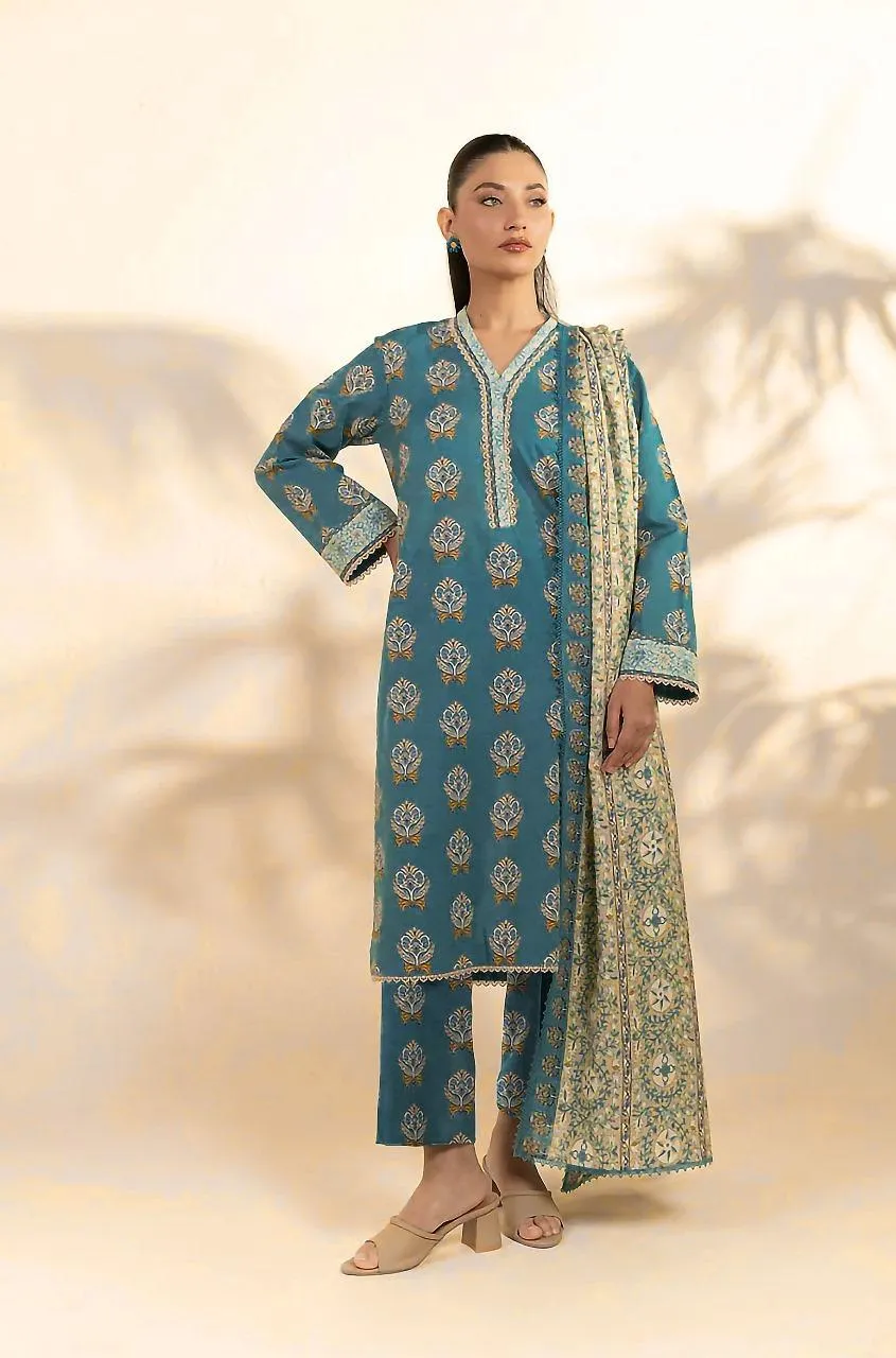 3 Pcs Women's Unstitched Printed Suit