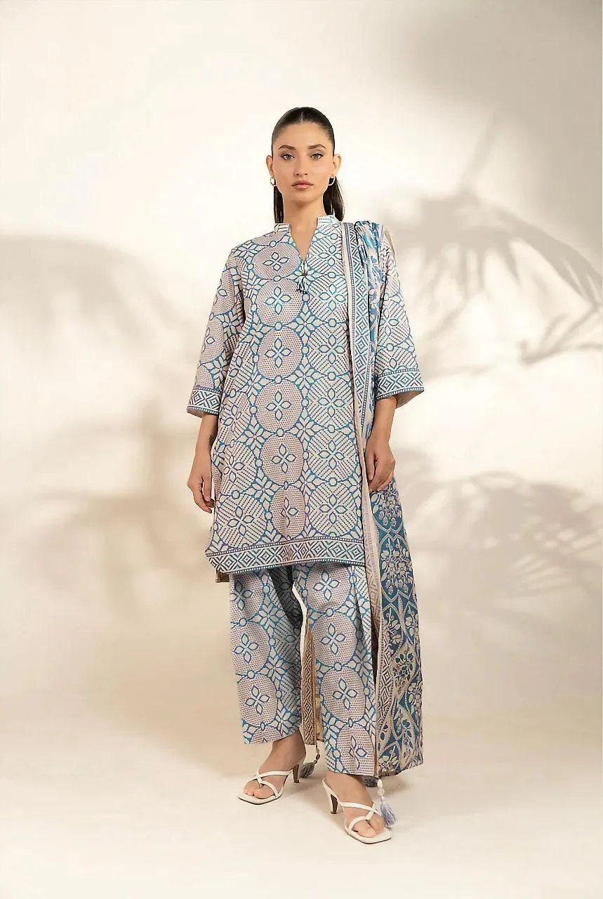 3 Pcs Women's Unstitched Printed Suit