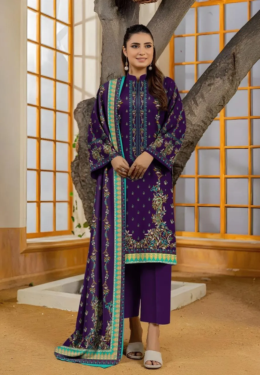 3 Pcs Women's Unstitched Printed Suit