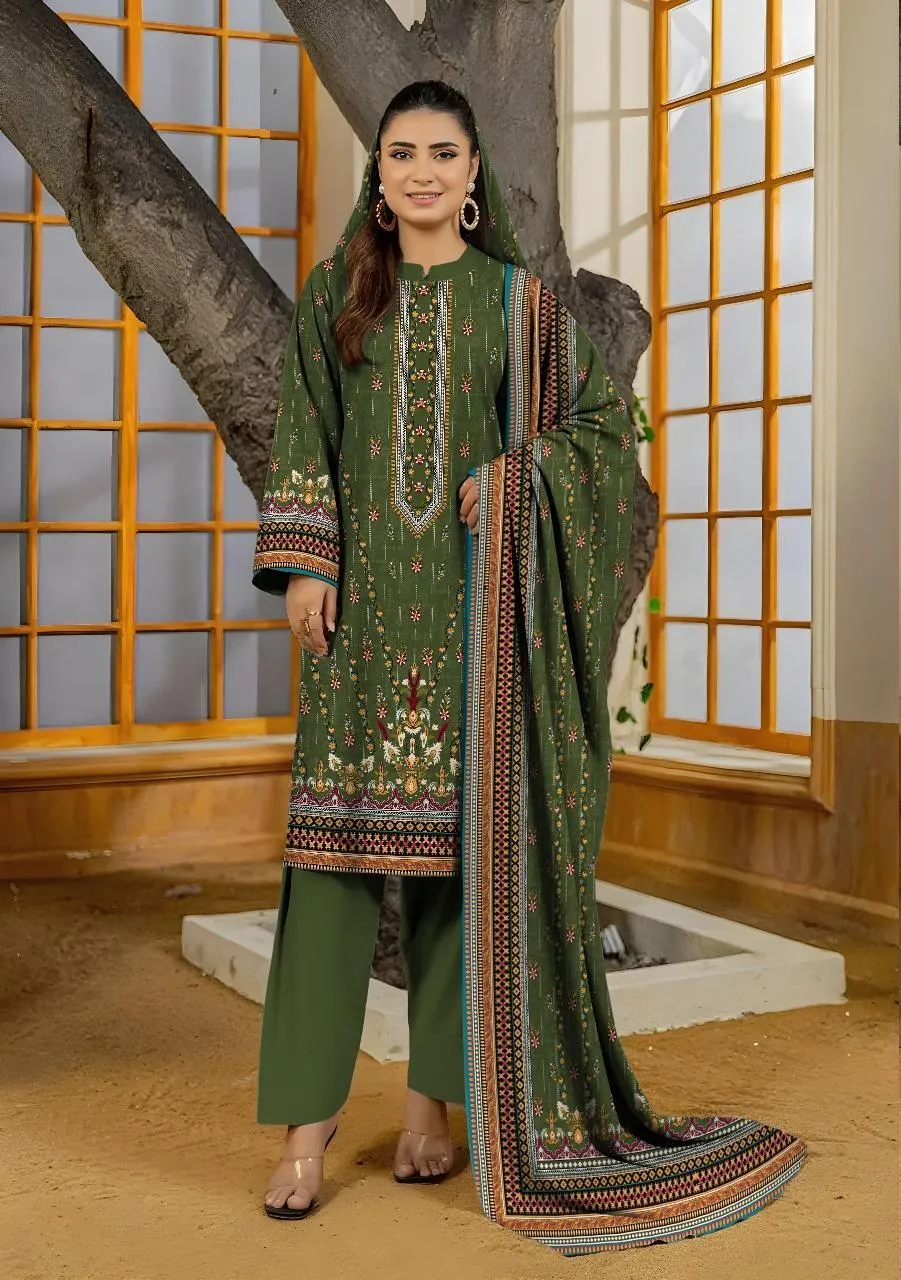 3 Pcs Women's Unstitched Printed Suit