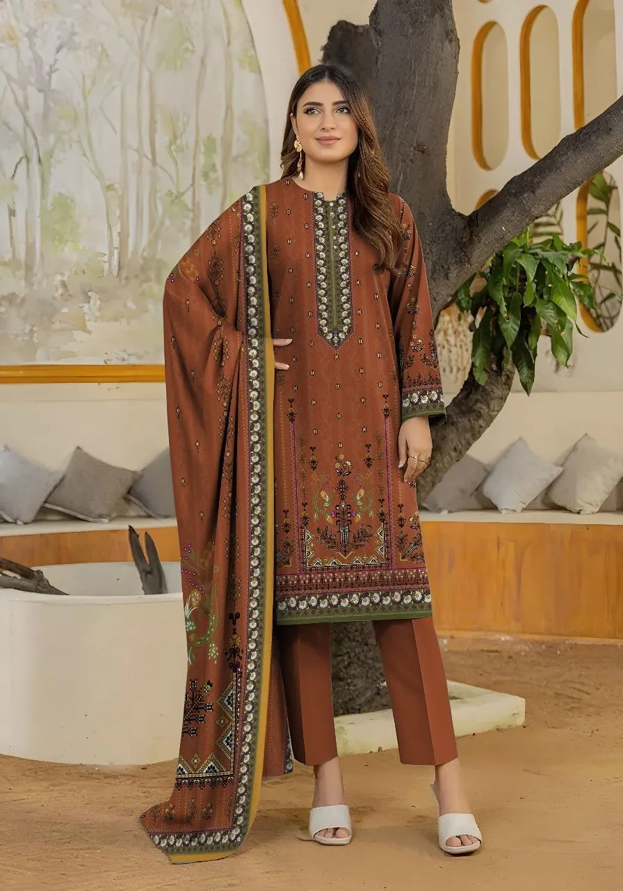 3 Pcs Women's Unstitched Printed Suit