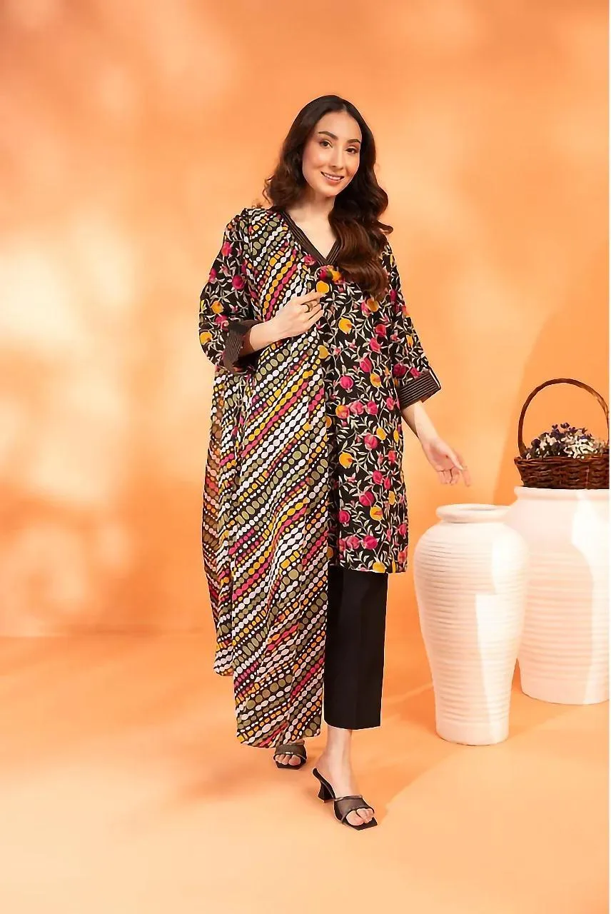 3 Pcs Women's Unstitched Printed Suit