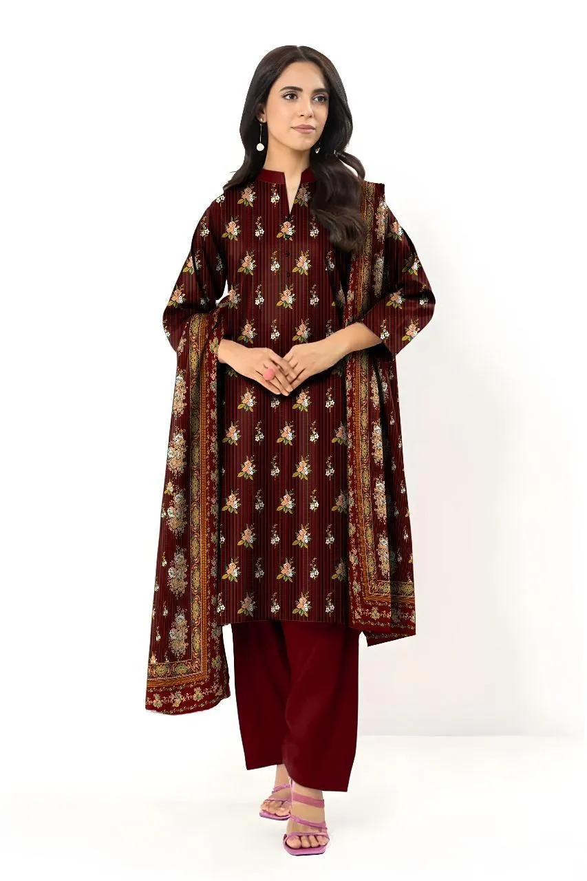 3 Pcs Women's Unstitched Printed Suit