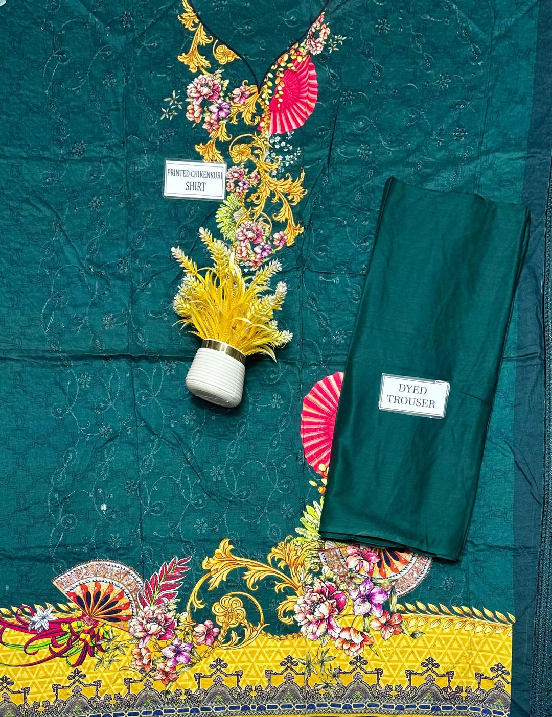 2 Pcs Women's Unstitched Chikankari Embroidered Suit