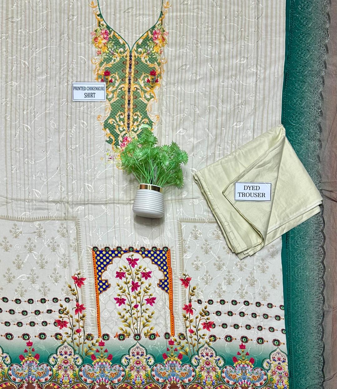 2 Pcs Women's Unstitched Chikankari Embroidered Suit