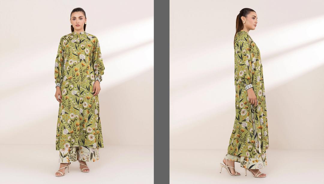 2 Pcs Women's Unstitched Printed Suit