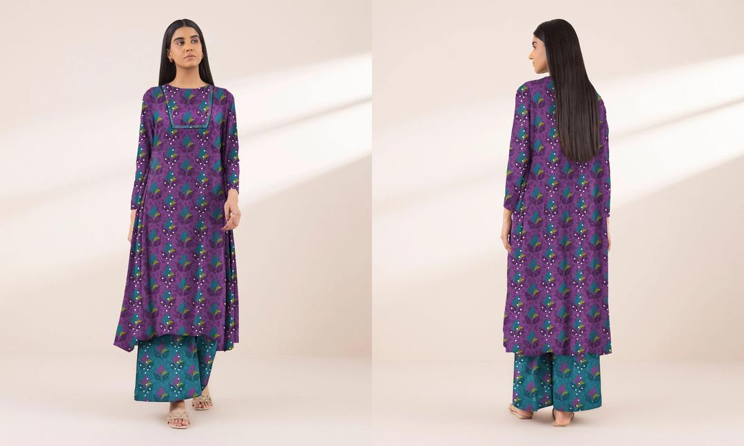 2 Pcs Women's Unstitched Printed Suit