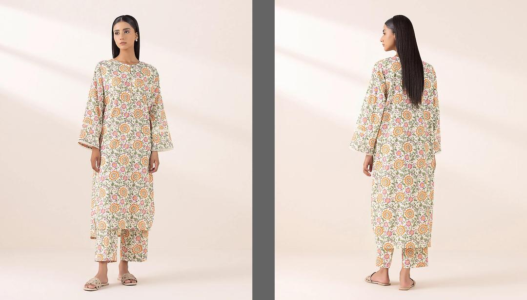 2 Pcs Women's Unstitched Printed Suit