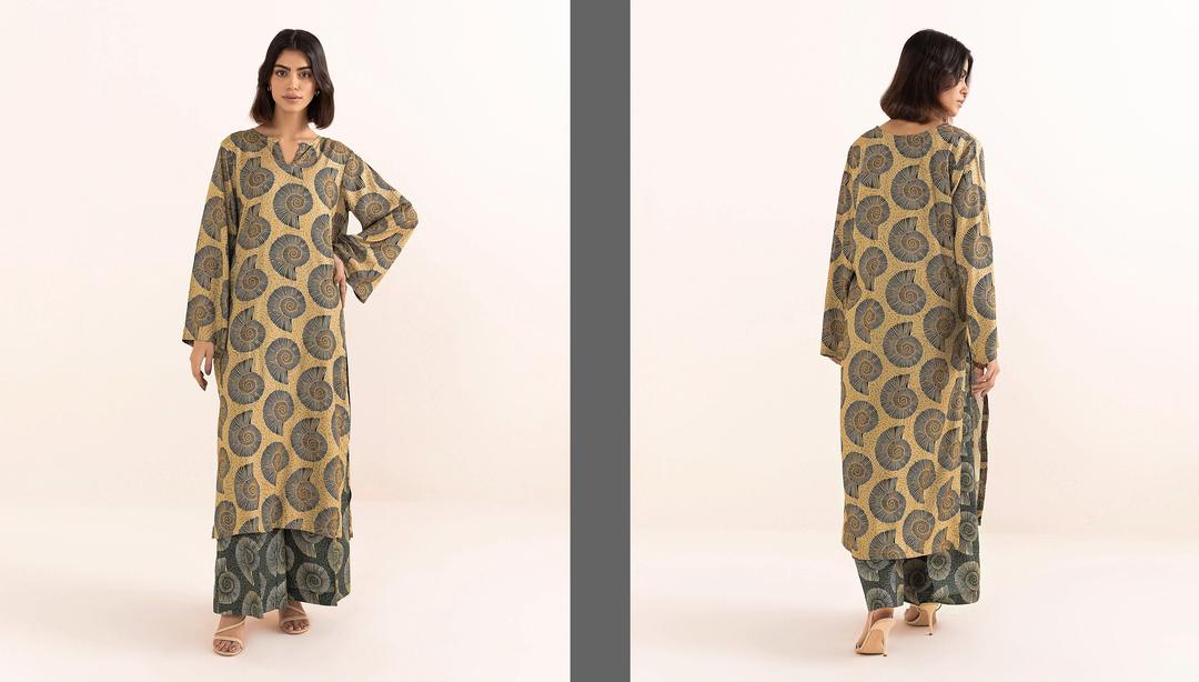 2 Pcs Women's Unstitched Printed Suit