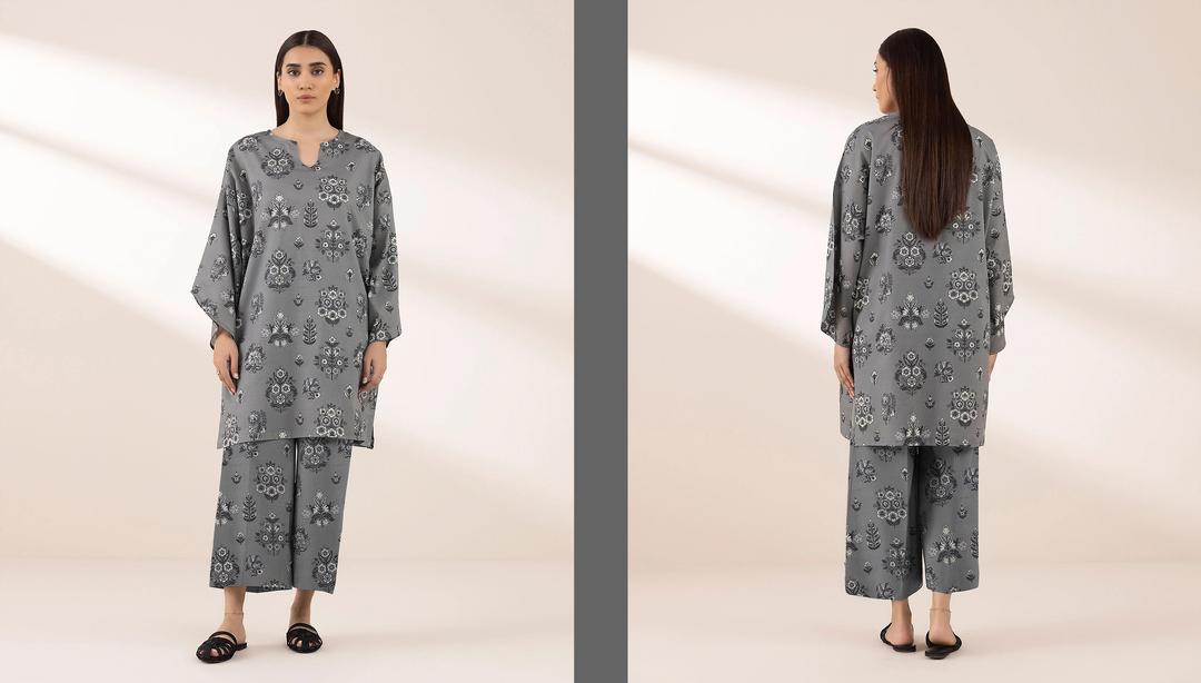2 Pcs Women's Unstitched Printed Suit