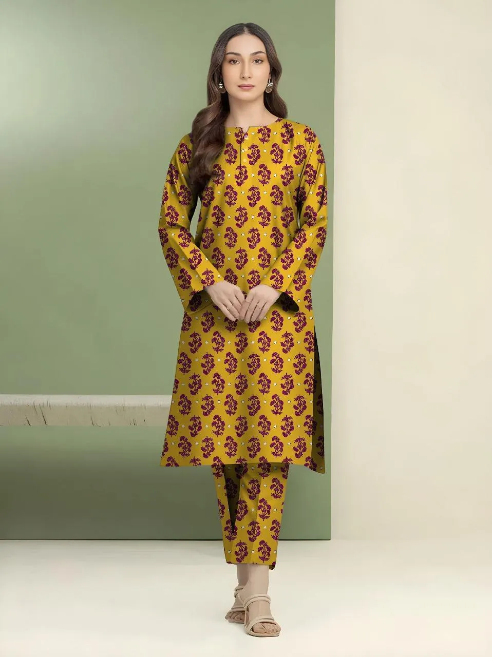 2 Pcs Women's Unstitched Printed Suit