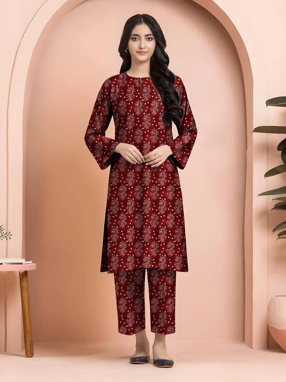 2 Pcs Women's Unstitched Printed Suit