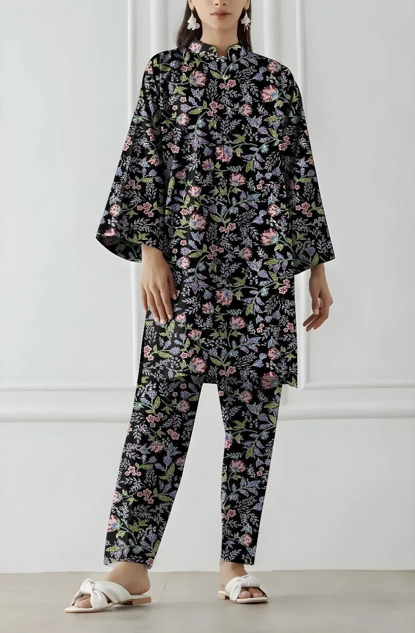2 Pcs Women's Unstitched Printed Suit