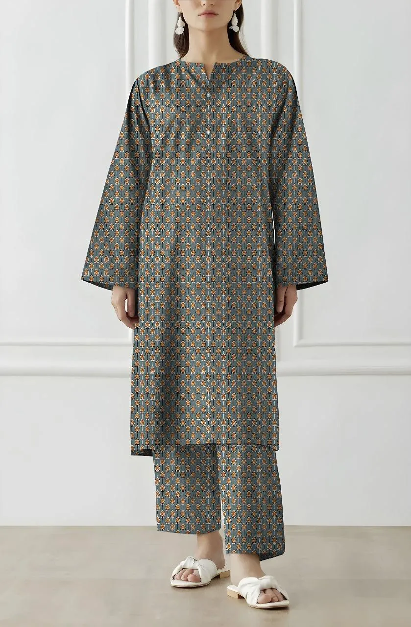 2 Pcs Women's Unstitched Printed Suit