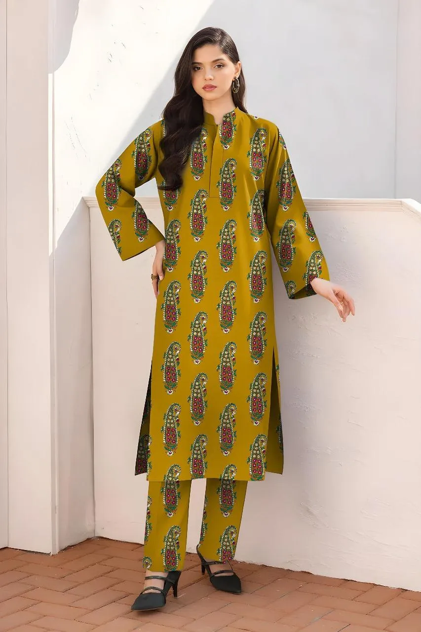2 Pcs Women's Unstitched Printed Suit