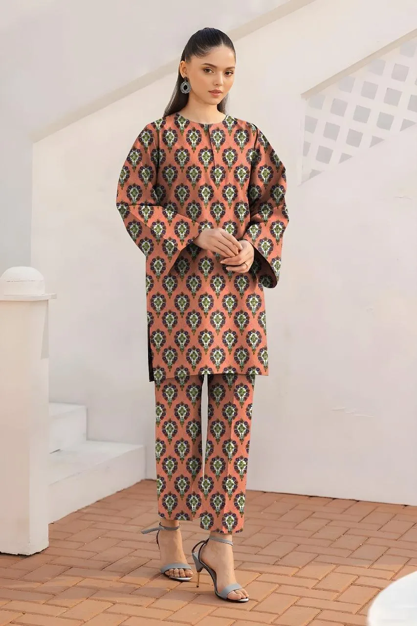 2 Pcs Women's Unstitched Printed Suit
