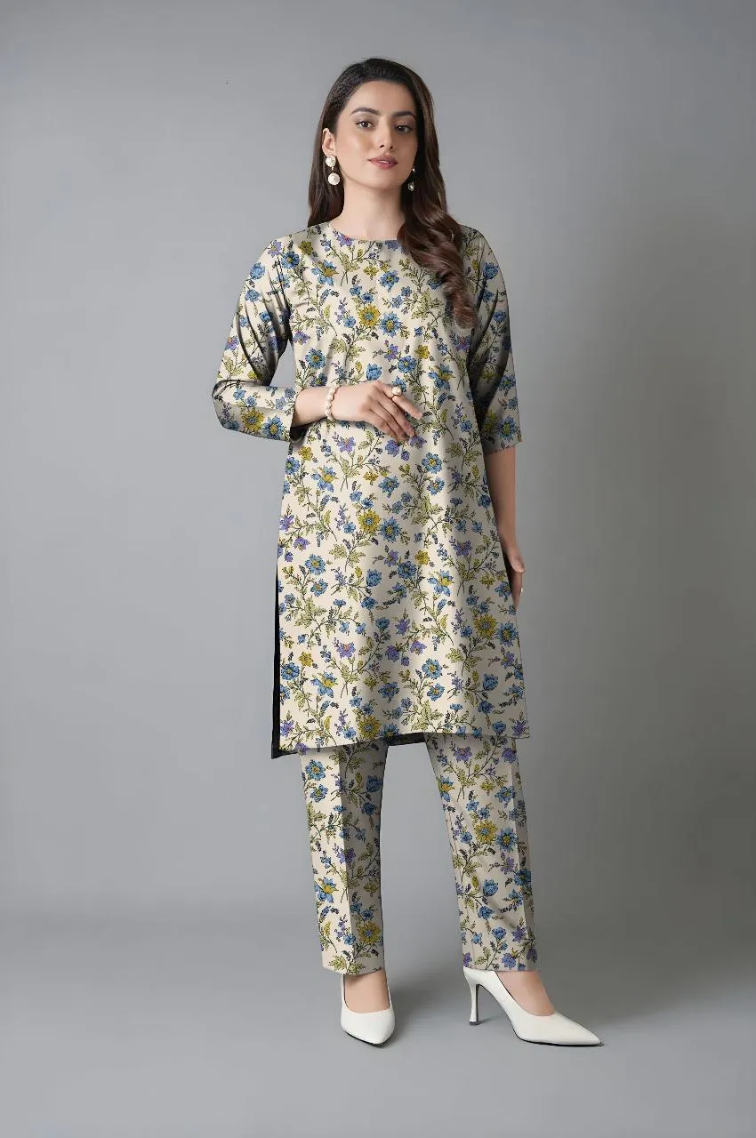 2 Pcs Women's Unstitched Printed Suit