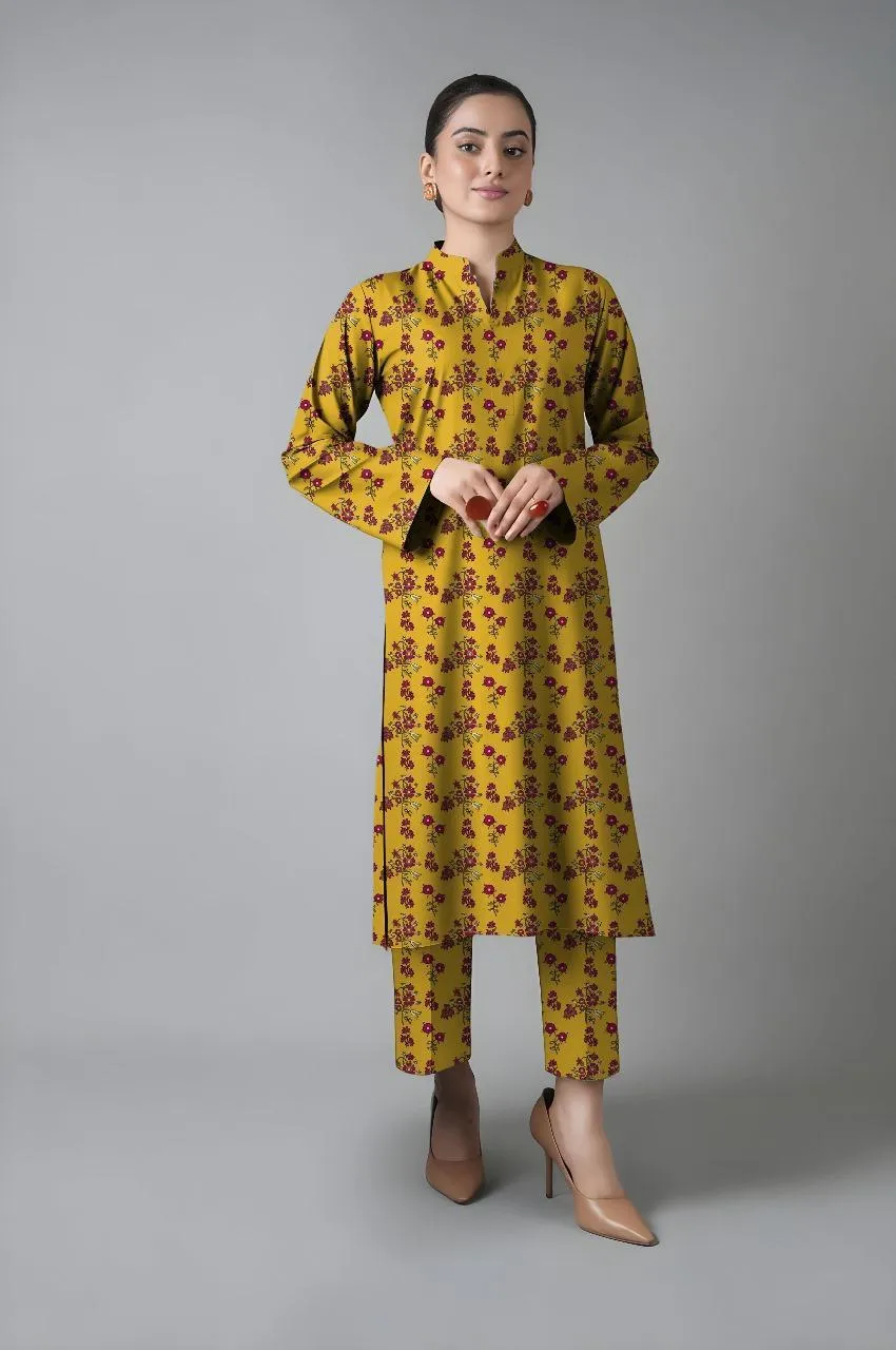 2 Pcs Women's Unstitched Printed Suit