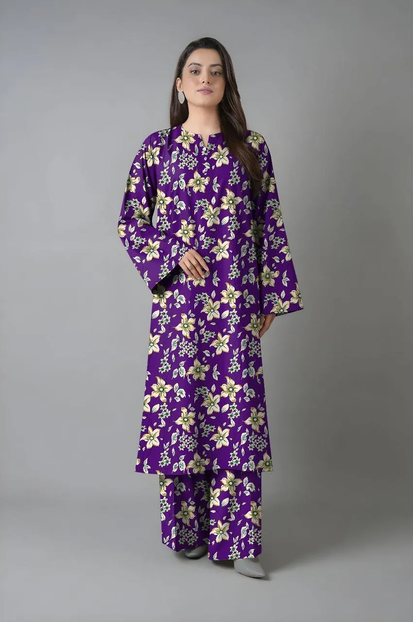 2 Pcs Women's Unstitched Printed Suit