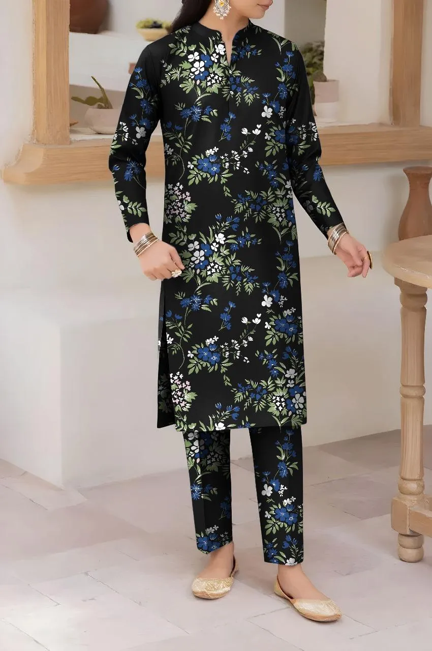 2 Pcs Women's Unstitched Printed Suit