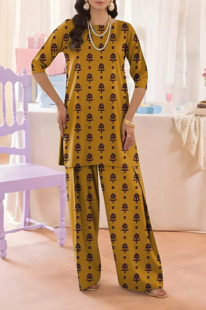 2 Pcs Women's Unstitched Printed Suit