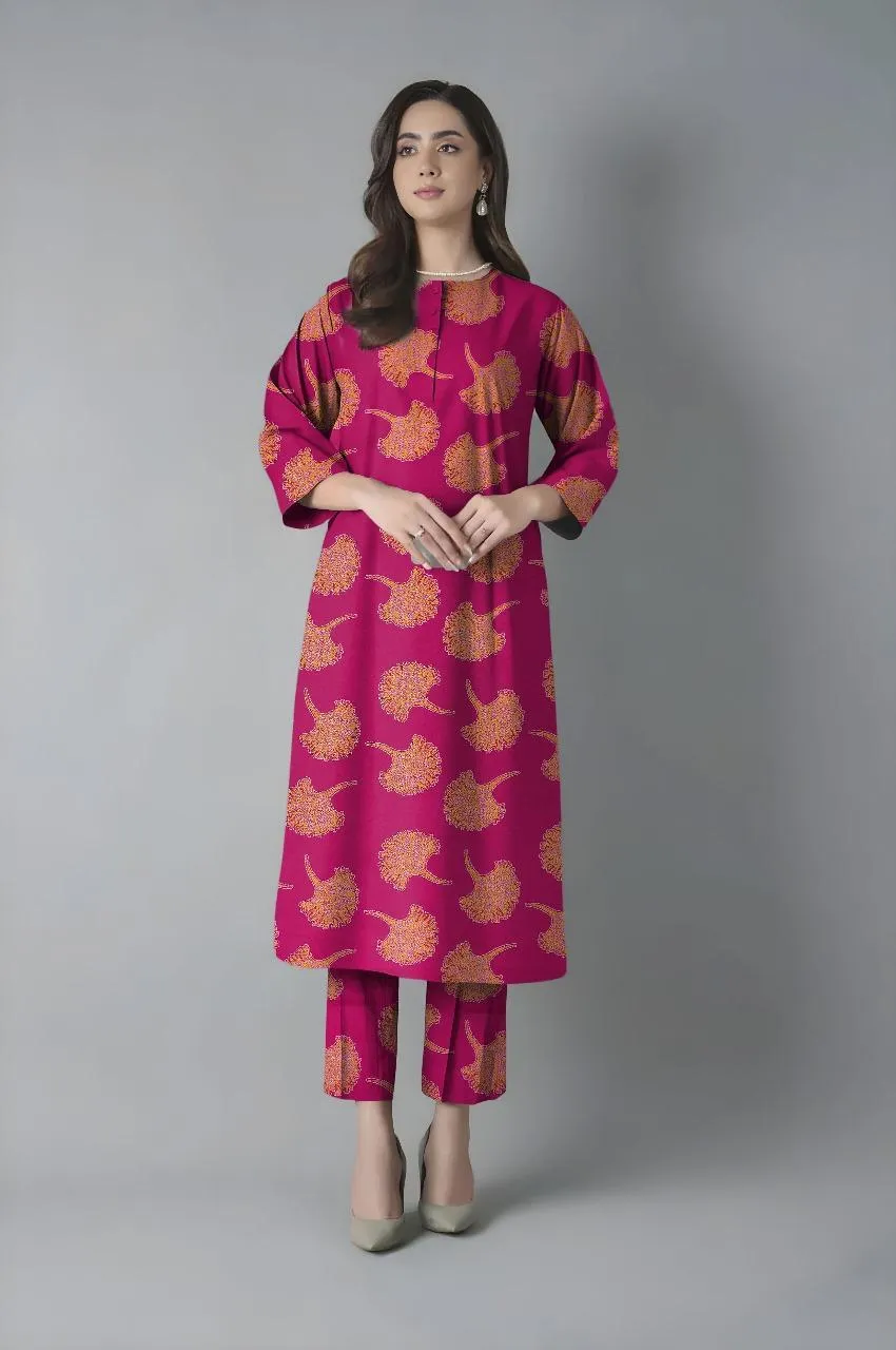 2 Pcs Women's Unstitched Printed Suit