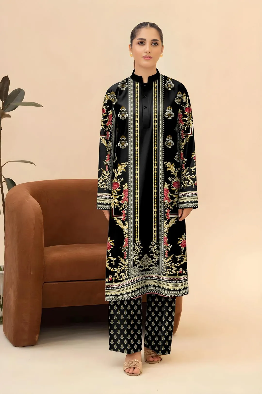 2 Pcs Women's Unstitched Printed Suit