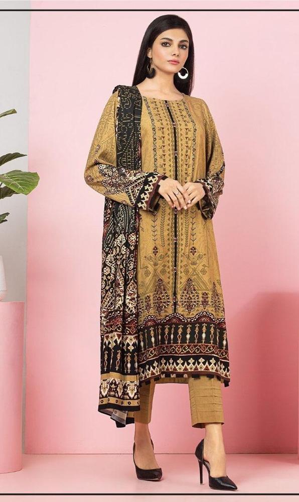 3 Pcs Women's Unstitched Viscose Printed Suit