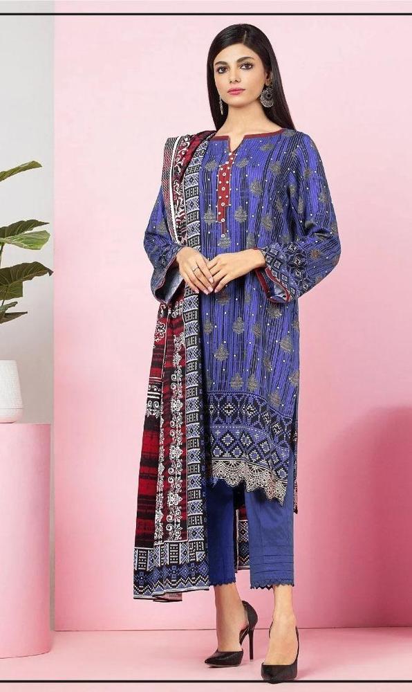 3 Pcs Women's Unstitched Viscose Printed Suit