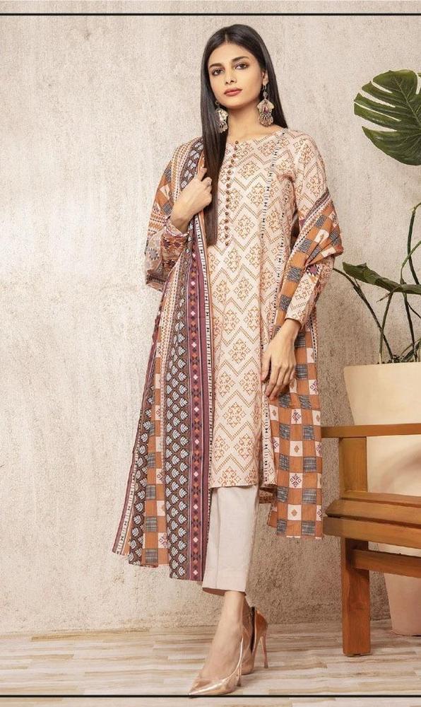 3 Pcs Women's Unstitched Viscose Printed Suit