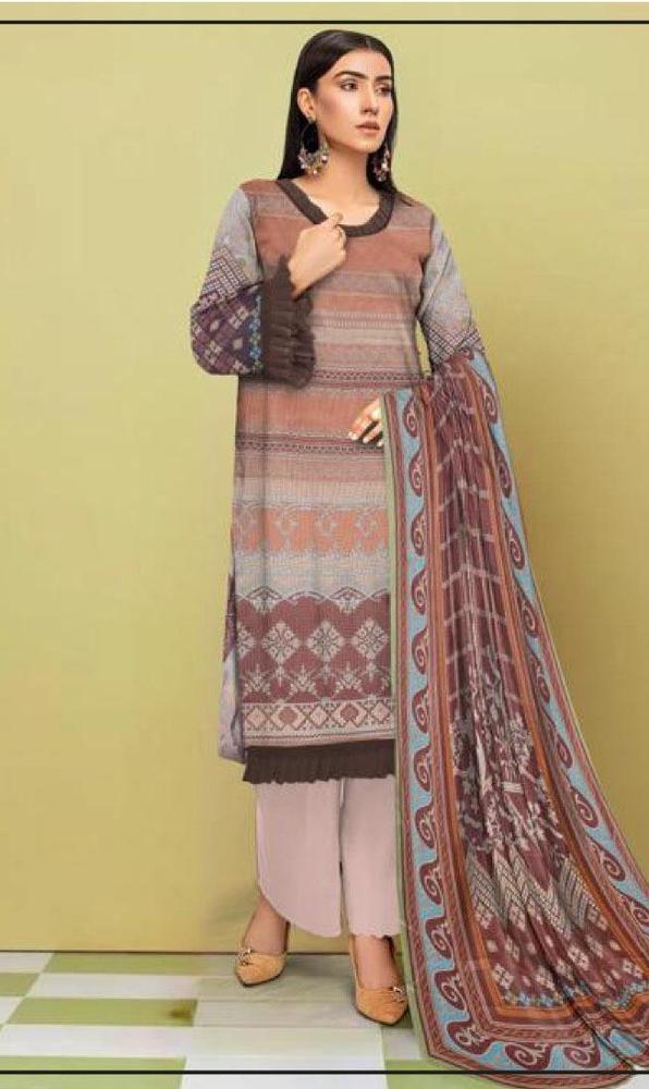 3 Pcs Women's Unstitched Viscose Printed Suit