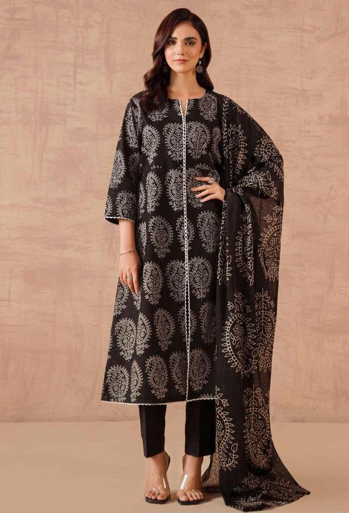 3 Pcs Women's Unstitched Viscose Printed Suit