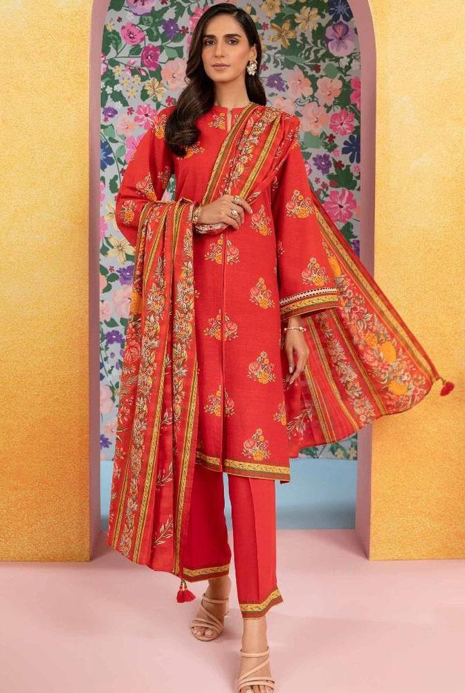 3 Pcs Women's Unstitched Viscose Printed Suit
