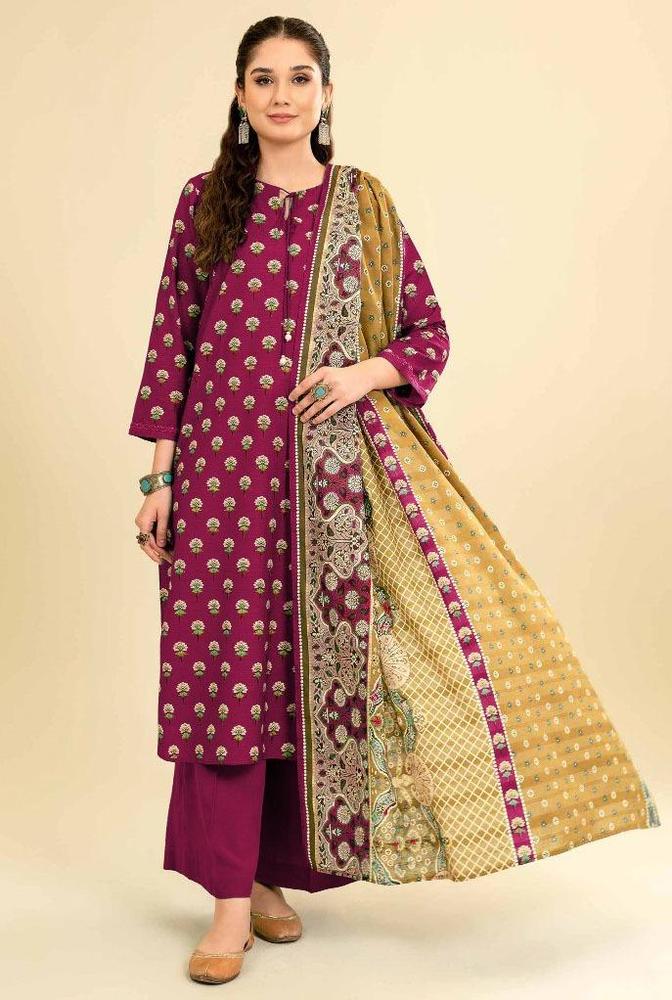 3 Pcs Women's Unstitched Viscose Printed Suit