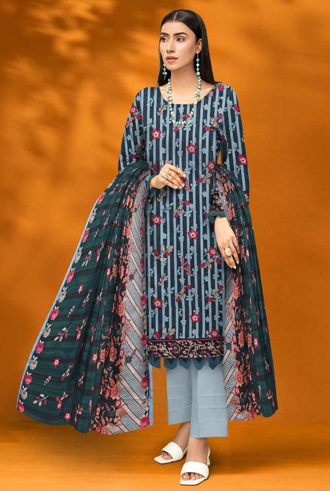 3 Pcs Women's Unstitched Viscose Printed Suit