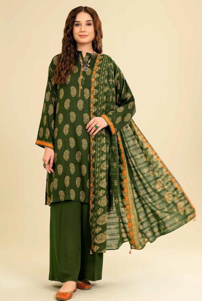 3 Pcs Women's Unstitched Viscose Printed Suit