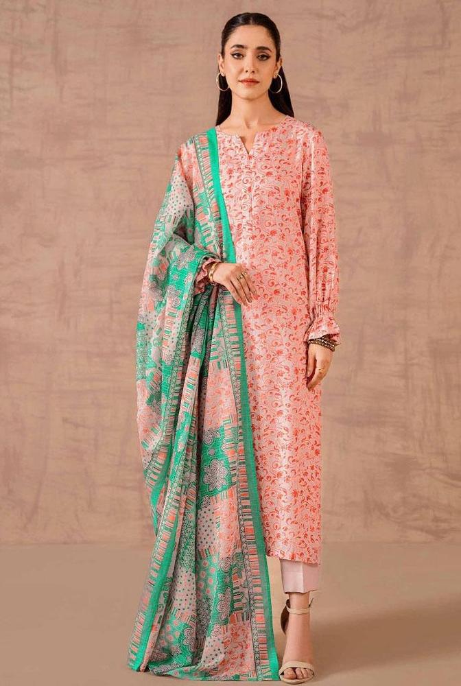 3 Pcs Women's Unstitched Viscose Printed Suit