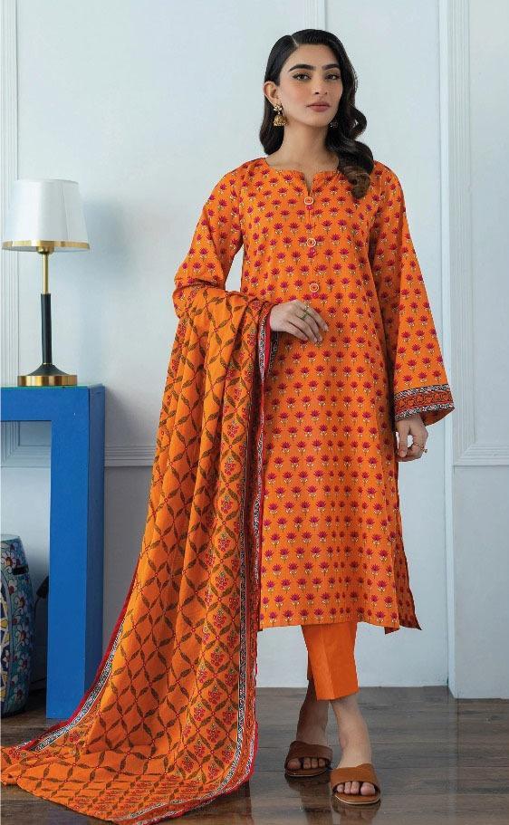 3 Pcs Women's Unstitched Khaddar Printed Suit