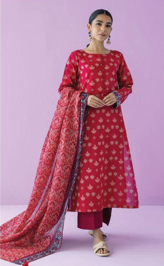 3 Pcs Women's Unstitched Khaddar Printed Suit