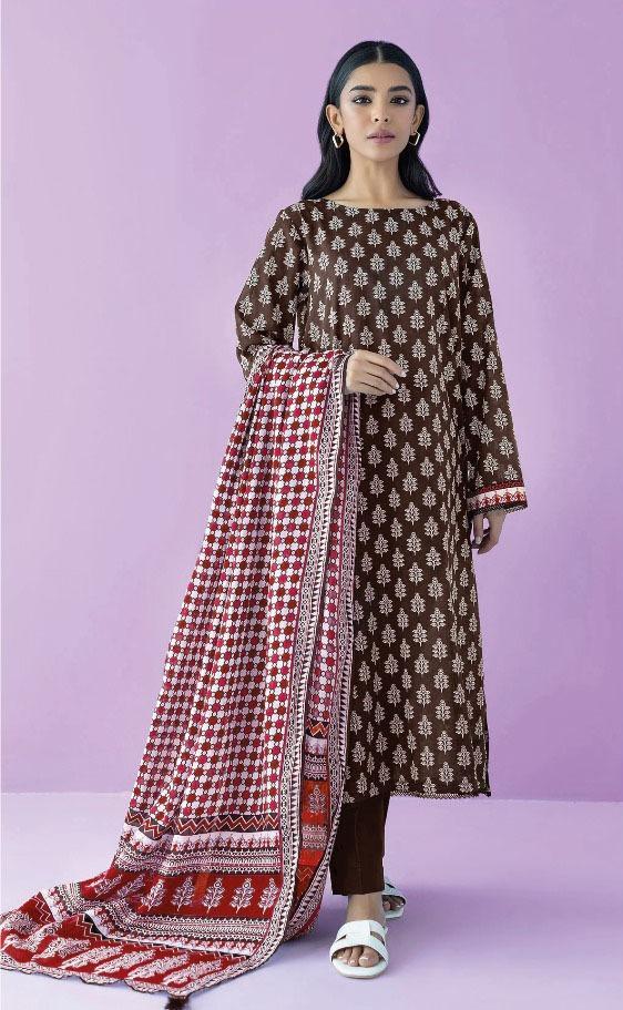 3 Pcs Women's Unstitched Khaddar Printed Suit