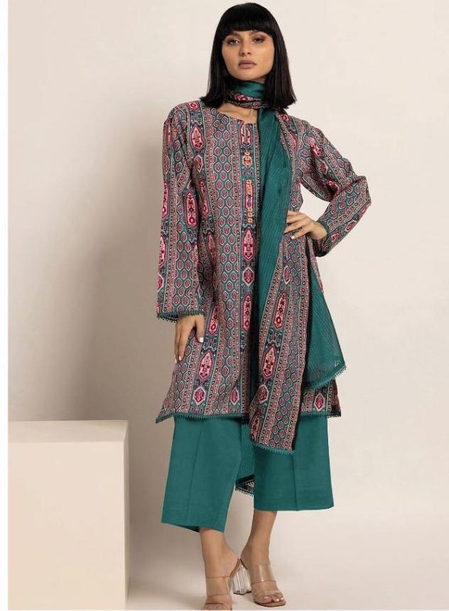 3 Pcs Women's Unstitched Viscose Printed Suit