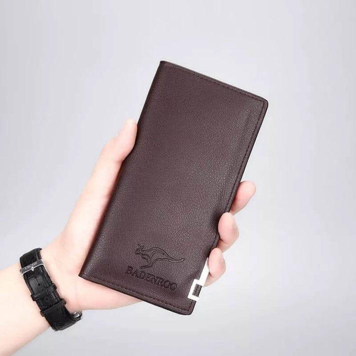 Unisex Vintage Long Fold  Leather Wallet