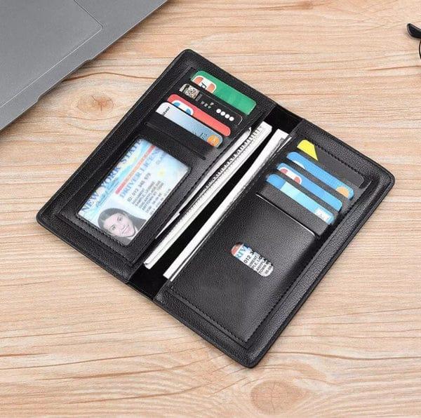 Unisex Vintage Long Fold  Leather Wallet