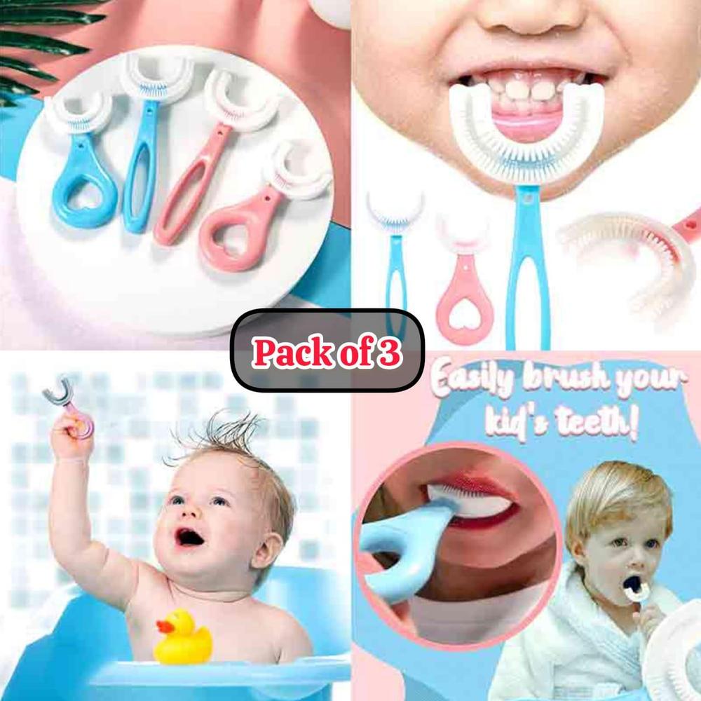 Silicone U-Shaped Toothbrush, Pack Of 3