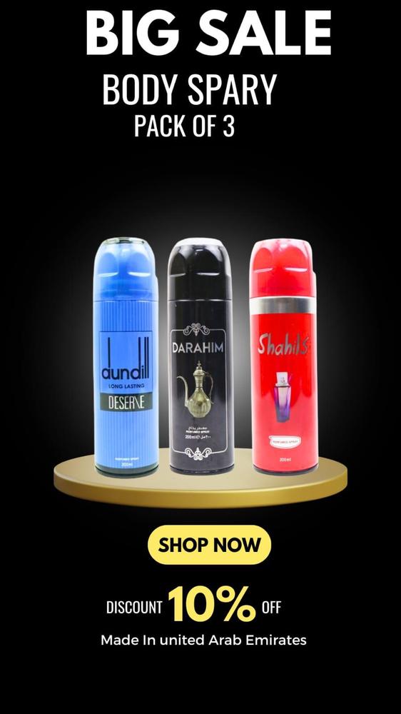 Long Lasting Unisex Body Spray, Pack Of 3