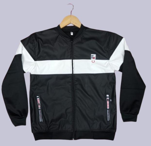 Men's Black Plain Rexine Biker Jacket - Stylish and Versatile Outerwear