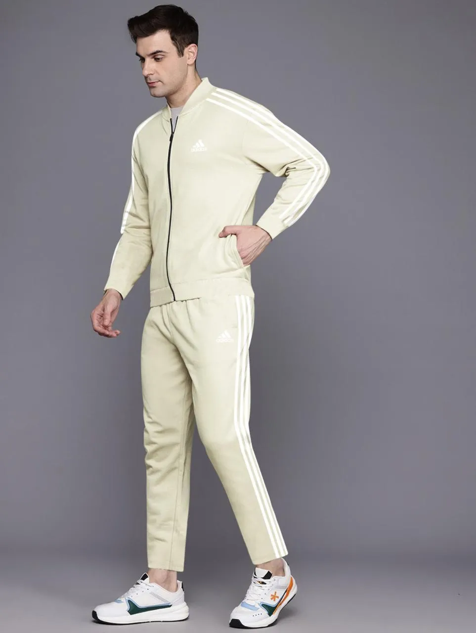 2 Pcs Men's Dri Fit Plain Zipper Track Suit